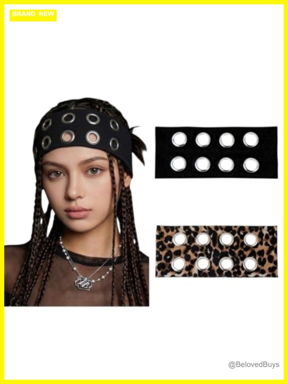 2Pack Grommet Headband Goth Grunge Punk Hairband Edgy Rave